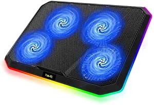 HAVIT F2076 Gaming Laptop Cooling Pad with 4 Quiet Fans & RGB For 12-17 Inch Laptop,Black