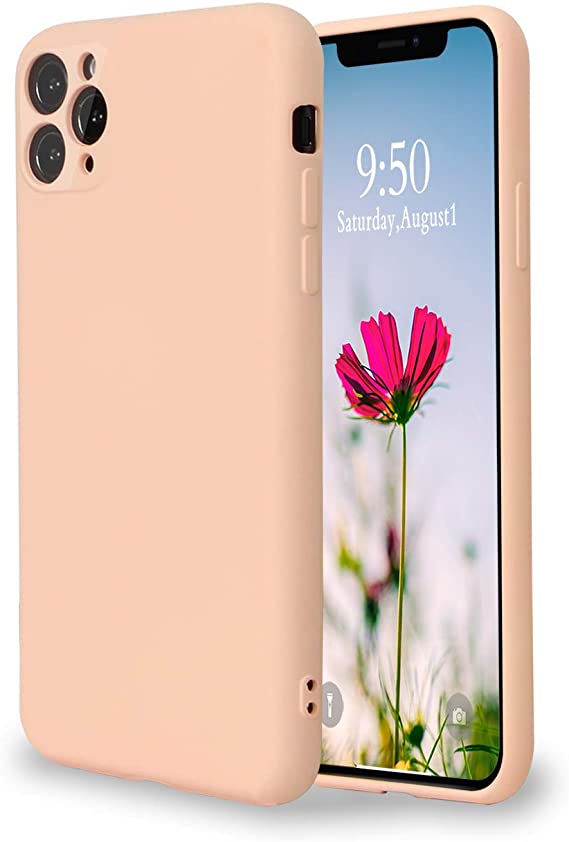 Cell Phone Case for iPhone 11 Pro, Full Protective Liquid Silicone Mobile Phone Case with Lens Camera Fitted Cover, Flexible Mobile Phone Shell, Anti Drop (Pink)