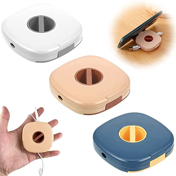Aiishow Cable Management Retractable Cord Organizer, 3 Pieces Compact Cord Management Cable Winders, Tangle-Free Cord Organizer, for USB Cable, Headset Cord, Mouse Wire, Charger Cable