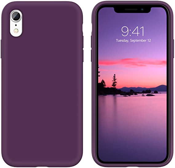 YINLAI iPhone XR Case, Slim Fit Liquid Silicone Non Slip Grip Rubber Cover Shockproof Hybrid Hard PC Back Protective Bumper Dust Proof Durable Girls Women Phone Case for iPhone XR 2018, Wine Red