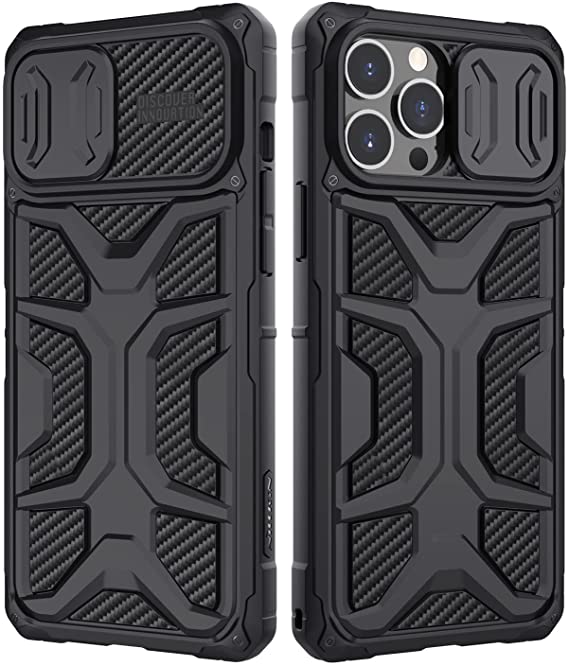 Nillkin Designed for iPhone 13 Pro Case with Camera Cover, Military Grade Armor Protection Case, Impact-Resistant Shockproof Ocver 6.1 inch - Black