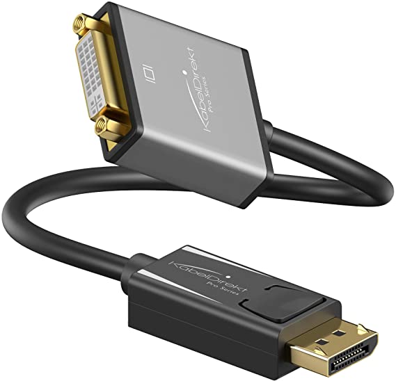 KabelDirekt – مهايئ DisplayPort DP إلى مهايئ DVI – 0.15م (أقصى دقة 4 ك/30 هرتز، مناسب لكل البطاقات الرسومية مع مقبس DP، وصلة لمحطة فيديو شخصية أو الشاشة مع مدخل DVI) – PRO Series