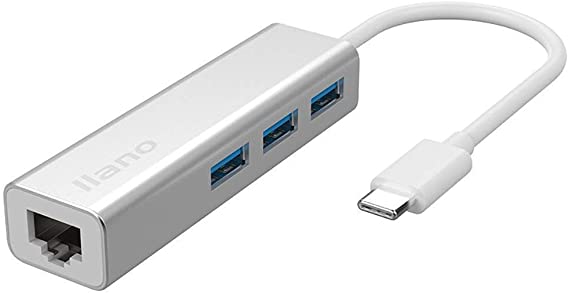 Nllano USB-C3.0 Aluminum Alloy RJ45 Lan Ethernet Adapter for MacBook/Desktop/PC (10/100/1000 Gigabit, Silver)