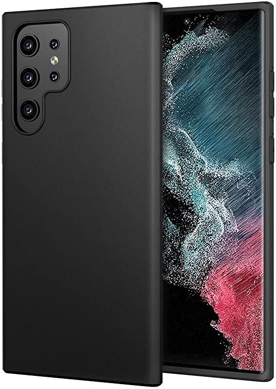 DiMiK Case for Samsung Galaxy S22 Ultra, Thin Slim Fit Soft Silicone Matte Finish TPU Minimalist Phone Case Cover Compatible with Samsung Galaxy S22 Ultra(6.81 inch) - Black
