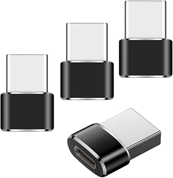 JUMYUE 4 PCS USB C Female to USB Male Adapter ,Type C to A Charger Cable Adapter for iPhone 11 12 Pro Max Mini,XR SE,Airpods iPad 8 Air 4,Samsung Galaxy Note 10 20 S20 Plus S21 21 Ultra (4 Black)