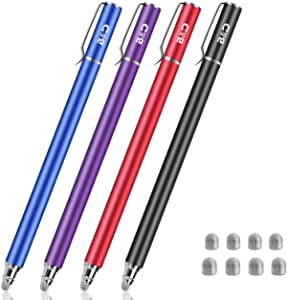 Bargains Depot New 5mm High-Sensivity Fiber Tip Capacitive Stylus Dual-tip Universal Touchscreen Pen for All Tablets & Cell Phones (Black+Blue+Purple+Red)