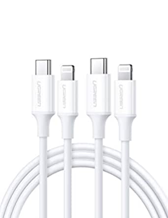 UGREEN Lightning to USB C Cable PD Fast Charger MFi Type C Power Delivery Data Transfer Lead 2 Pack Compatible with iPhone 12 11 Pro Max XS XR 8 Plus SE 2020,iPad,Thunderbolt 3 MacBook Pro Air iMac,1M