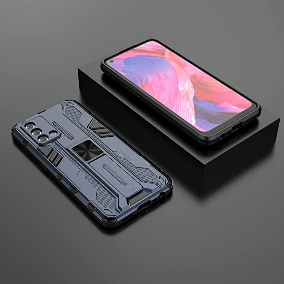 For Oppo A95 4G Iron Man Rugged Shockproof Kickstand Cover - Heavy Duty Armor Shockproof Cover - Original New cover From GrabMobily - Blue