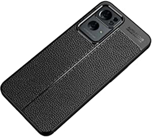 لهاتف Oppo Reno 7 Pro 5G جراب خلفي أصلي بنمط الجلد مقاوم للصدمات من ألياف الكربون من GrabologyStore - أسود