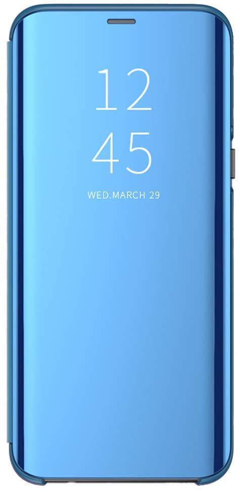 Case for Samsung Galaxy S8/S8 Plus S9/S9 Plus Slim Removable Stand Protection S-View Mirror flip Cover (Blue, Samsung Galaxy S8)