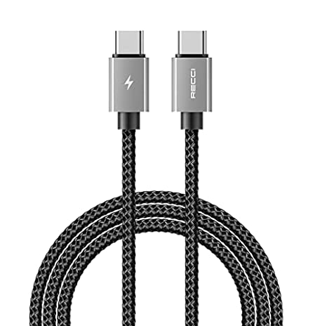 Recci USB C To USB C data cable 100W High Power PD Fast Charger 1.5M Compatible for Laptop iPad mini, MacBook Pro 2020, MacBook Air, iPad Pro 12.9", Samsung S21, Huawei P40 RTC-P08CC