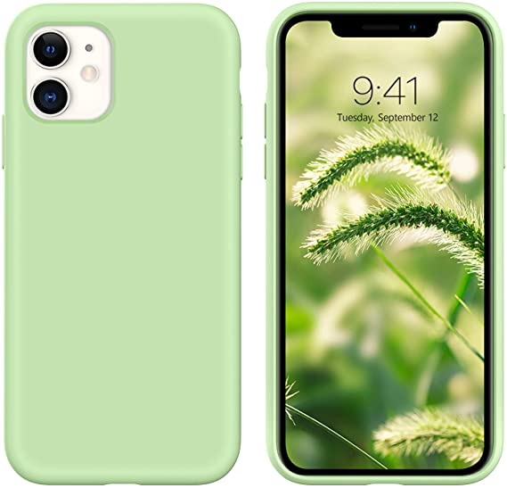 YINLAI iPhone 11 Case 2019 Slim Fit Liquid Soft Rubber Cover Non Slip Grip Shockproof Protective Hybrid Hard PC Back Bumper Durable Girls Phone Covers for iPhone 11 2019(6.1 inch), Matcha Green