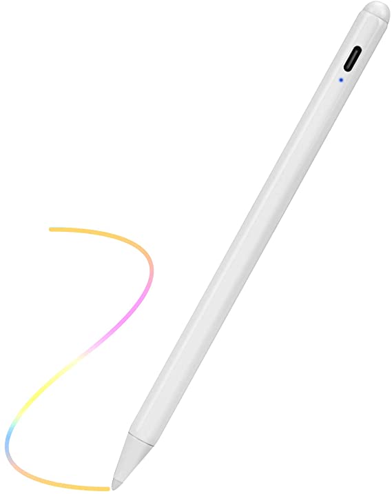 2019 iPad 7th Generation10.2 Stylus Pen with Palm Rejection, Type-C Recharge 1.0mm Fine Tip 2nd Pencil Compatible with Apple Stylus Pens for iPad 7th Generation 10.2 Inch, White