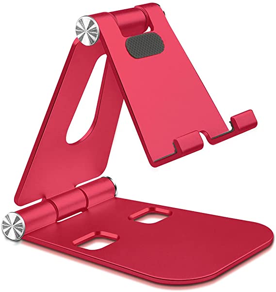 Mipcase Adjustable Mobile Phone Stand, Foldable Tablet Stand Compatible with iPhone 12 Mini, 12 Pro Max, 11 Pro, Xs, XR, 8, 7, 6S Plus, SE, Samsung S10 S9 S8, Huawei (Red)
