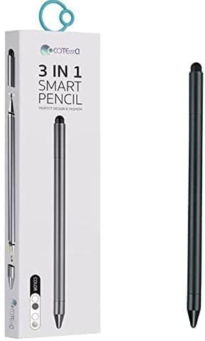 COTEetCl (62001 - Grey) 3 in 1 Smart Pencil For iPad, Android Tablets & Smart Phones, Coteetci Capacitive Pen Compatible With Apple/Android/Tablet