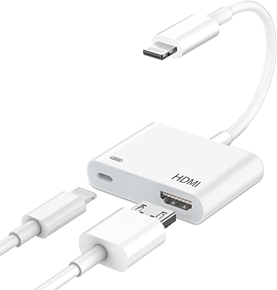 Apple Lightning to Digital AV Adapter, MFi Certified esbeecables 1080P Video & Audio Sync Screen Converter, Need Charging Power Support,【NO Delay】Compatible with iPhone/iPad to HDTV Projector Monitor