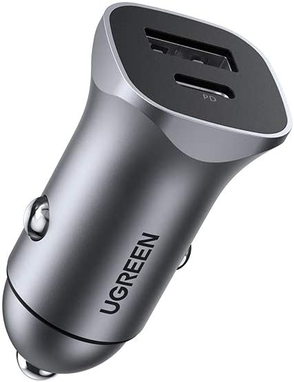 UGREEN Car Charger USB C 24W 4.8A PD QC 3.0 Fast Car Adapter Cigarette Car Charger Compatible with iPhone 12 11 Pro Max iPad Pro Air Mini Galaxy S21 S20 S10 Huawei P40 Switch Mi 11 etc