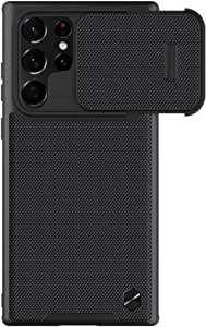 Nillkin Case for Samsung Galaxy S22 Ultra (6.8" Inch) Textured S Camshield Semi Automatic Camera Slider Nylon Fiber Tough & Durable PC + TPU Material Luxury Protect Black