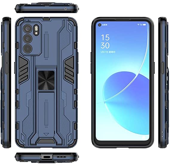 Oppo Reno 6 (5G Only) Iron Man Rugged Kickstand Shockproof Original Case from CompuMisr - Blue