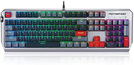 Motospeed CK80 Mechanical Keyboard RGB backlit Keyboard with N-key Rollover Double Shot Keycaps Multimedia Knob Optical Switches