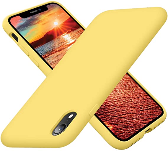 Cordking iPhone XR Cases, Silicone Ultra Slim Shockproof Phone Case with [Soft Anti-Scratch Microfiber Lining], 6.1 inch, Yellow
