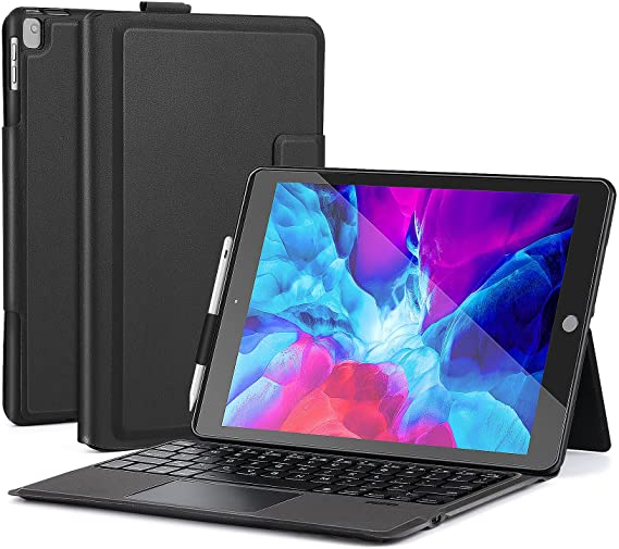 Eocean Keyboard Case Touchpad Function for iPad 9th Gen(2021)/7th 8th Gen 10.2/iPad Air 3rd Generation 10.5 /iPad Pro 10.5, Backlit Slim Folio with Pencil Holder,Auto Sleep/Wake