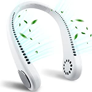 Portable Neck Fan - Hands Free Wearable Neck Fan Battery Operated USB Rechargeable, Free Adjustment Personal Cooling Fan for Kids Men & Women, Ideal Summer Gift for Outdoor and Indoor (White)