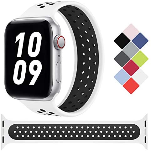 Sport Solo Loop Watch Band Compatible for Apple Watch 38mm 40mm 42mm 44mm, Breathable Solo Loop Apple Watch Bands Women Men Replacement Wristband for iWatch Series 1 2 3 4 5 6 SE (S M L XL)