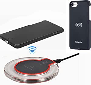 Wireless Charger Kit for iPhone 7, hanende Qi Wireless Charging Pad and Wireless Receiver Case for iPhone 7 (Jet Black)