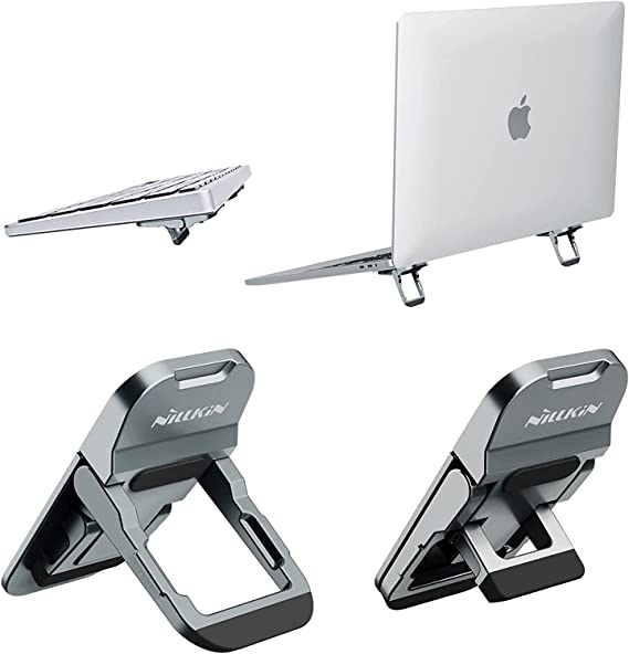 Nillkin Bolster Plus Portable Stand for Your Laptop/MacBook/Mobile/Keyboard Allows 3° 11° 16 ° Angles Zinc Alloy Hard Heavy Duty Folding Heat Dissipate Movable Space Grey Color