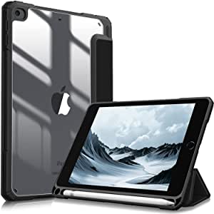 JSUSOU Hybrid Slim Case for iPad Mini 6 2021 (8.3 Inch) - [Built-in Pencil Holder] Shockproof Cover Clear Transparent Back Shell, Auto Wake/Sleep for iPad Mini 6th Generation, Black