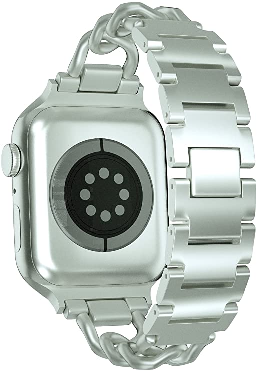 Seoaura Compatible with Apple Watch Band 38mm 40mm 42mm 44mm, Stainless Steel Metal Cowboy Chain Style Replacement iWatch Series 6 5 4 3 2 1 SE Nike+ Sports Strap Wristband