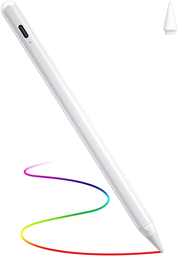 DTTO Stylus Pen for iPad, Active Pencil for (2018-2021) New Apple iPad Mini 6/5th Gen, iPad 9/8/7/6th Gen, Pro 11/12.9 Inch, iPad Air 4th/3rd Gen for Drawing/Writing with Palm Rejection (White)