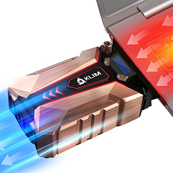 KLIM Cool + Metal Laptop Cooler Fan - The Most Powerful Gaming External Air Vacuum - Computer USB for Immediate Cooling - Slim - Portable - Quiet - Cooling Pad to Solve Internal Overheating