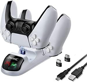 PS5 Controller Charger - KKUYI Dual Type-C Charger Dock for Playstation 5 with LED Indicator - 4H Fast Charger Stand with Safety Chip Protection for Sony DualSense PS5 Controller