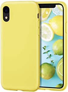MILPROX iPhone XR Case Liquid Silicone Gel Rubber Shockproof Cover with Microfiber Cloth Lining Cushion Case for iPhone XR 6.1"(2018) (Yellow)