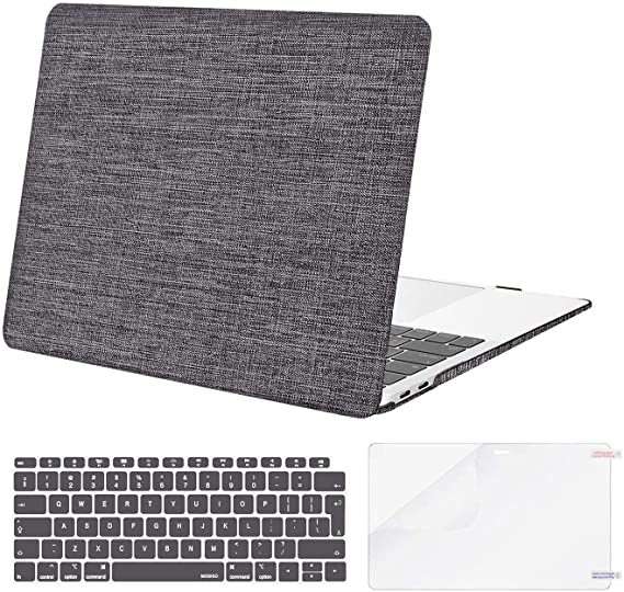 MOSISO Compatible with MacBook Air 13 inch Case 2020 2019 2018 Release A2337 M1 A2179 A1932 Retina Display with Touch ID, Protective Fabric Hard Shell Case & Keyboard Cover & Screen Protector, Gray