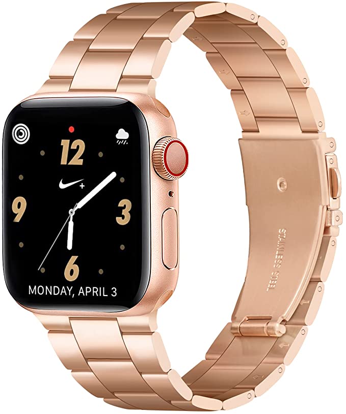 OMIU Compatible with Apple Watch Band 38mm 40mm 41mm 42mm 44mm 45mm, Upgraded Business Stainless Steel Watchbands for iWatch SE Series 7/6/5/4/3/2/1 for Men Women