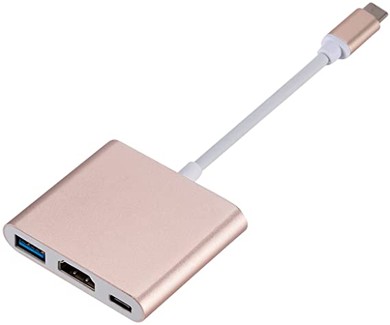 USB C to HDMI Adapter 4K Video Converter Type C HDMI Multiport AV Converter USB 3.0 Port Compatible MacBook,MacBook Pro/Air, Samsung Galaxy S9/S10/ S20/ S21/Note 9/Note 10/Note 20(Rose Gold)
