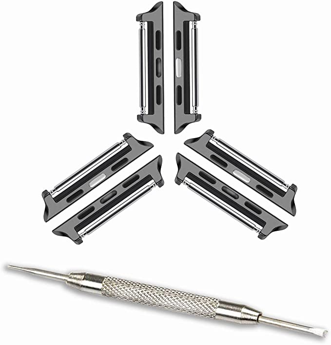 [Spring Bar] OMECKY Connectors Compatible with Apple Watch Band Adapter, Replacement Link Attachment for iWatch Series 6 5 4, SE (44mm 40mm) Series 3 2 1 (42mm 38mm) 20mm 22mm 24mm Width Straps