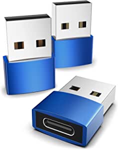 Syntech USB C Female to USB Male Adapter Pack of 3 Type C to USB A Converter Compatible with iPhone 11 12 Pro Max iPad Air Pro Samsung Galaxy S20 etc Blue
