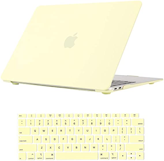 Se7enline Compatible with MacBook New Air 13 Inch Case 2021/2020/2019/2018 Hard Shell Case Cover for Mac Air 13-Inch with Retina Touch ID Model A1932/M1 A2337/A2179&Keyboard Cover, Mellow Yellow