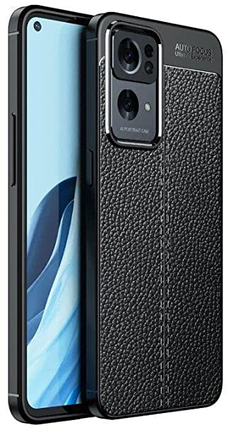 Oppo Reno 7 Pro 5G, Shockproof Original Leather Pattern Back Case Cover Carbon Fiber From CompuMisr - Black