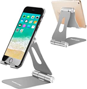 Cell Phone Stands Portable, YOSHINE Adjustable Tablet Stands: Desktop Aluminum Stand Holder Dock Compatible for iPad 2018 Pro 9.7, 10.5, Air Mini 4 3 2, Nexus, Tab, Phone, E-Reader (4-13'') - Grey