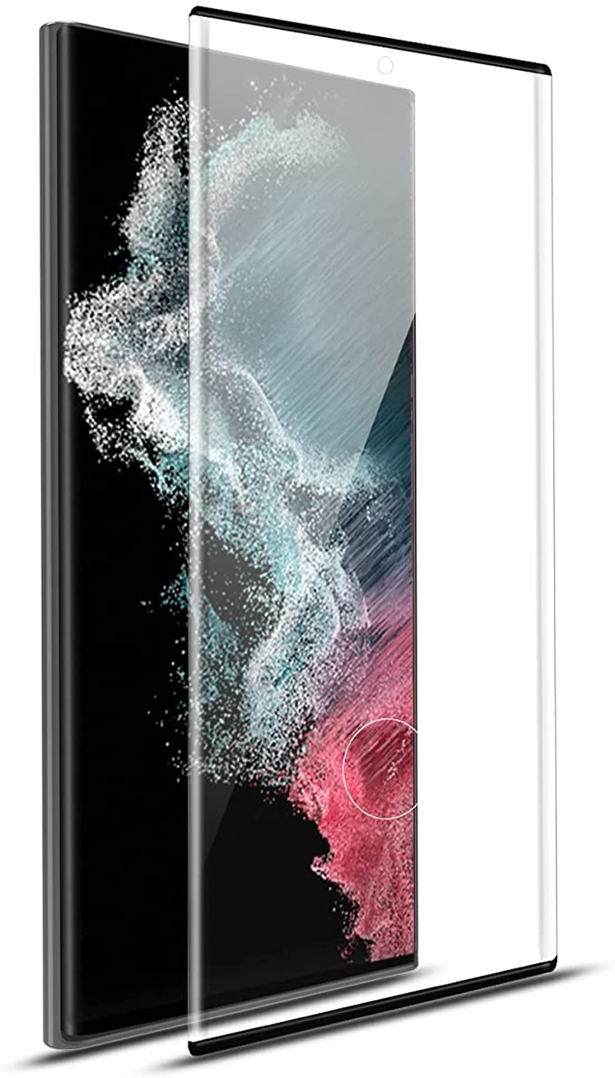 MyBat Pro Tempered Glass Screen Protector for Samsung Galaxy S22 Ultra 6.8 inch, Support Ultrasonic Fingerprint Unlock, 3D Curved Edge to Edge Full Coverage, Bubble Free, HD Clear Anti-Scratch Film