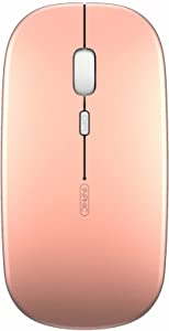 Rechargeable Wireless Mouse, inphic Mute Silent Click Mini Noiseless Optical Mice 700mAh, Ultra Thin 1600 DPI for Notebook,PC,Laptop,Computer,MacBook (Rose Gold)