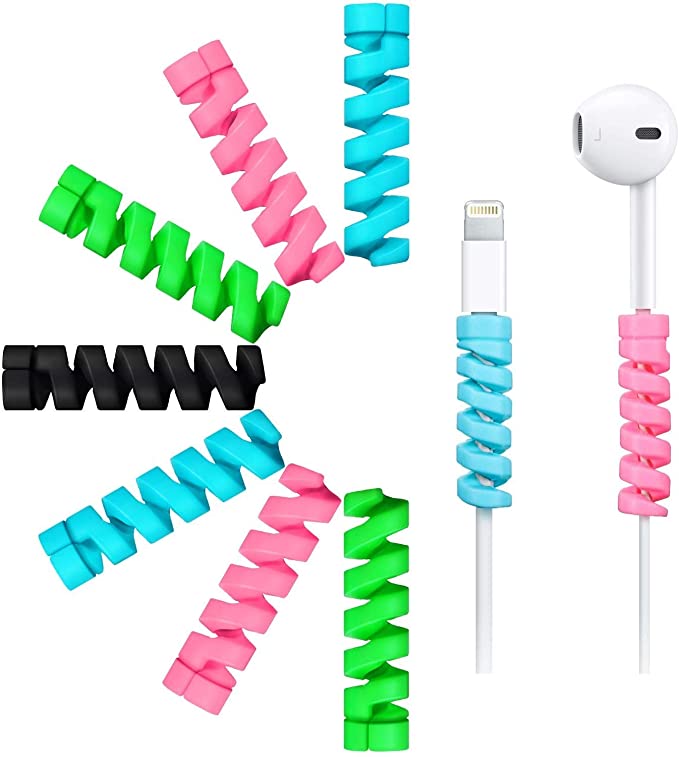 Josi Minea Cable Protector - Colorful Assorted Rainbow Protective Cable Saver Adapter Compatible with Apple iPhone/iPad/iWatch, Samsung Galaxy & MacBook USB Charging Cords