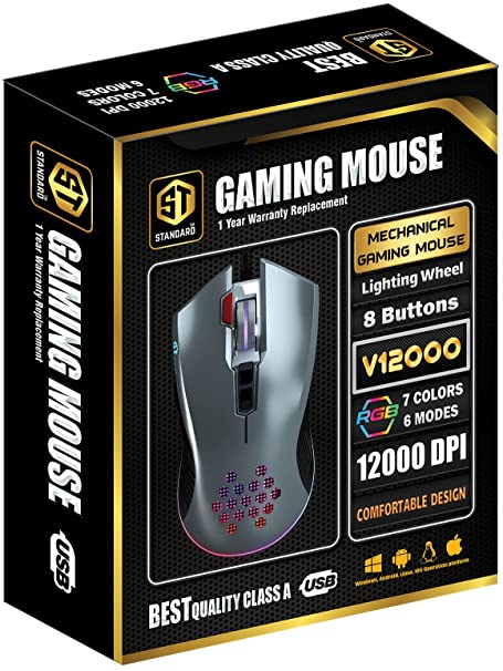 MOUSE ST STANDARD RGP GAMING V12000 - 12000 DPI (V12000)