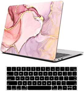 Funut Compatible with MacBook Air 13 inch Case 2021 2020 2019 2018 Release M1 A2337/A2179/A1932, MacBook Air M1 Case, Plastic Hard Shell Case & Keyboard Cover for Mac Air 13.3 inch, Pink Marble