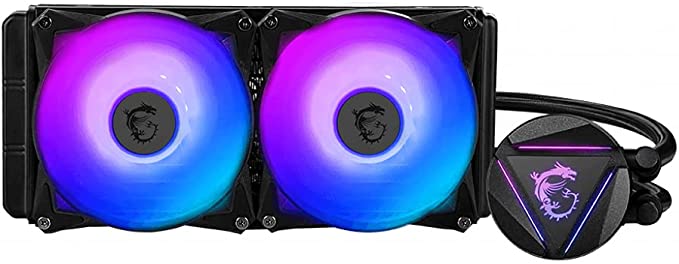 MSI MAG CORELIQUID 280R CPU AIO Cooler '280 mm Radiator, 2x 140 mm ARGB PWM Fan, Adjustable ARGB CPU Mount, MSI Center Supported, Compatible with Intel and AMD Platforms'